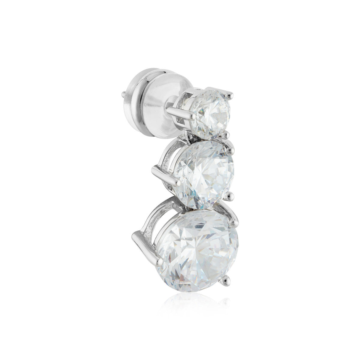August Woods Silver Statement Solitaire Stud Earrings