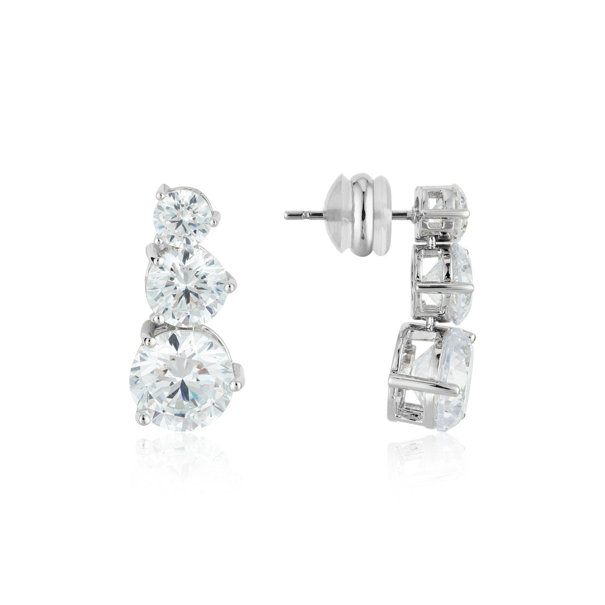 August Woods Silver Statement Solitaire Stud Earrings