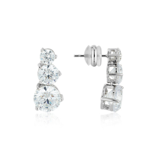 August Woods Silver Statement Solitaire Stud Earrings