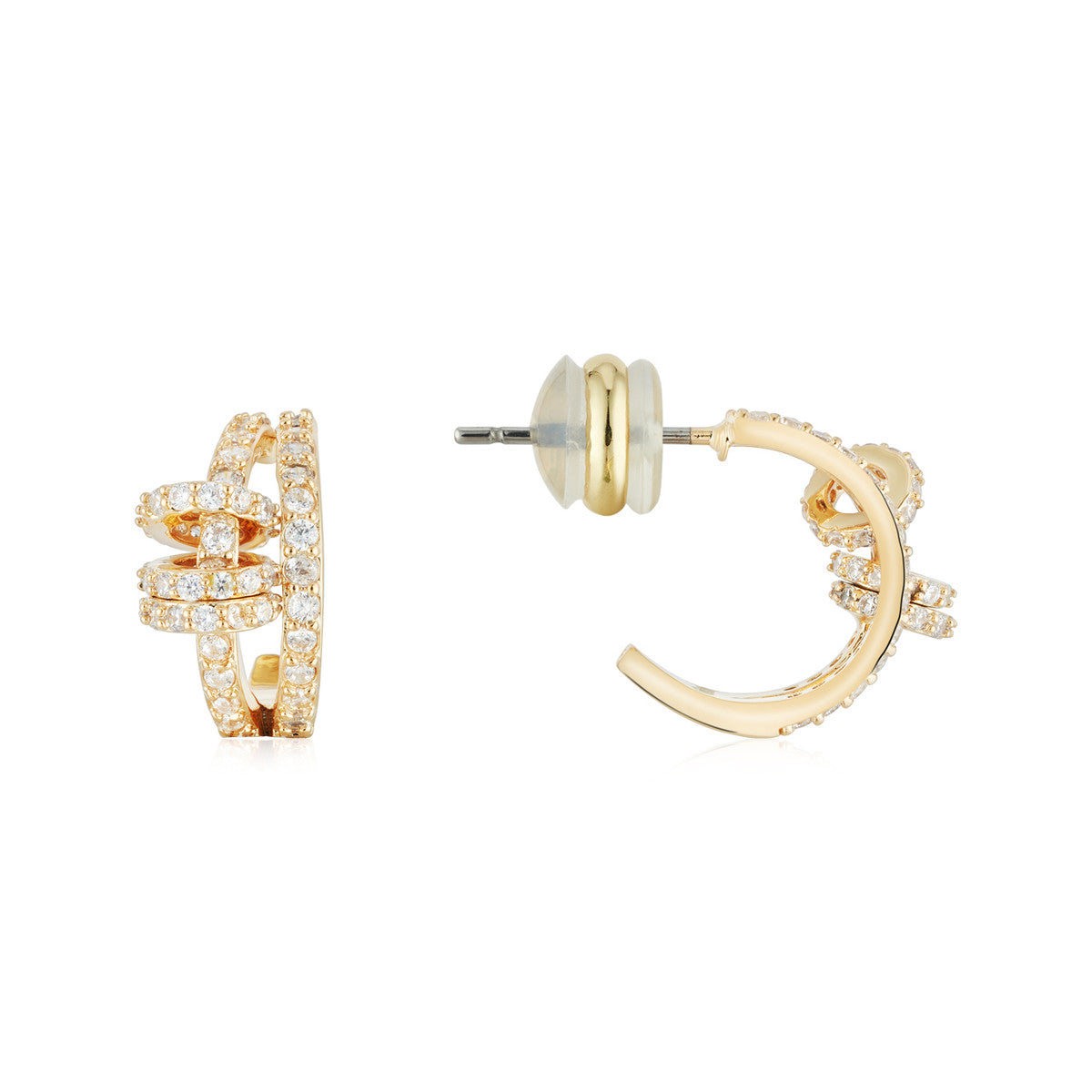 August Woods Gold Pavé Loop Hoop Earrings