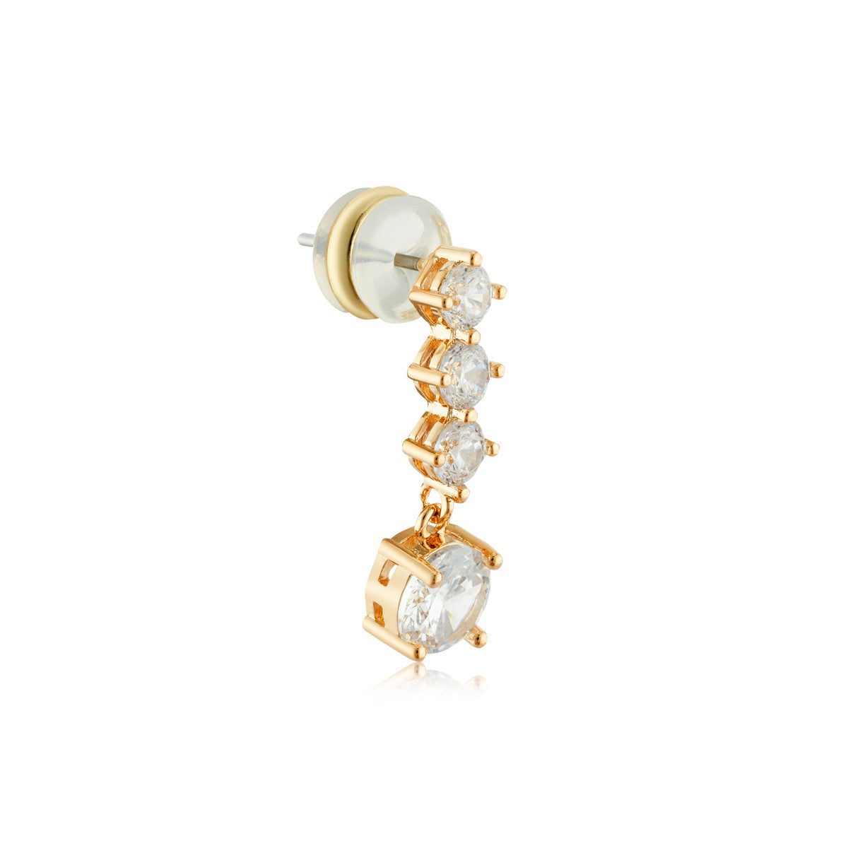 August Woods Gold 4 CZ Solitaire Drop Earrings