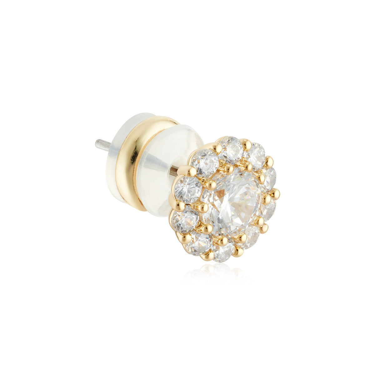 August Woods Gold Halo CZ Station Stud Earrings