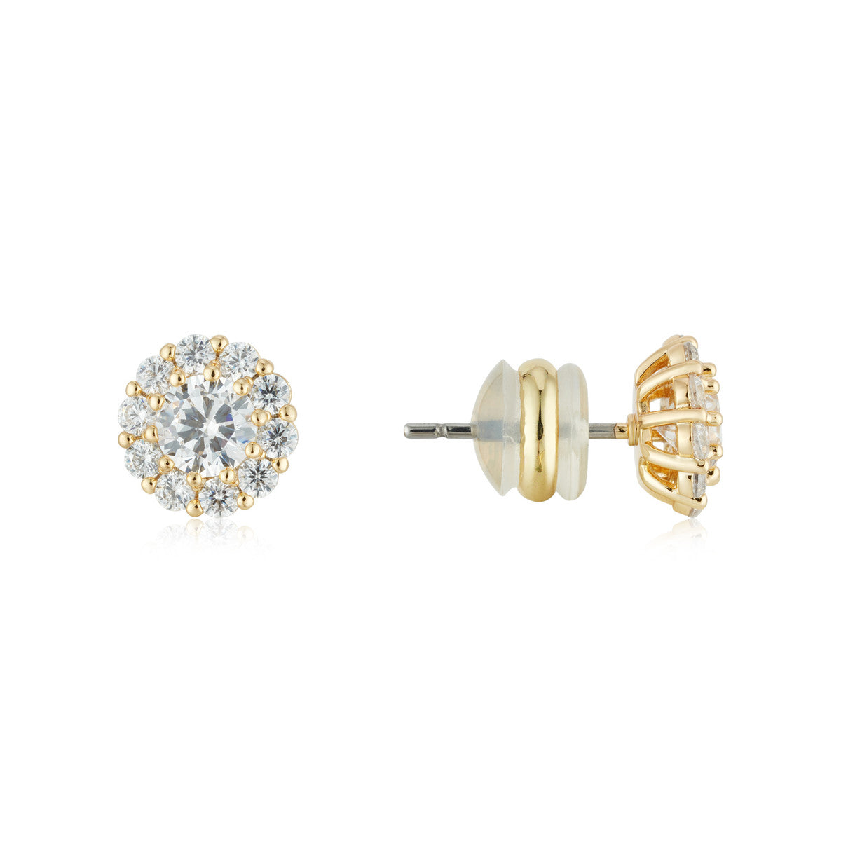 August Woods Gold Halo CZ Station Stud Earrings