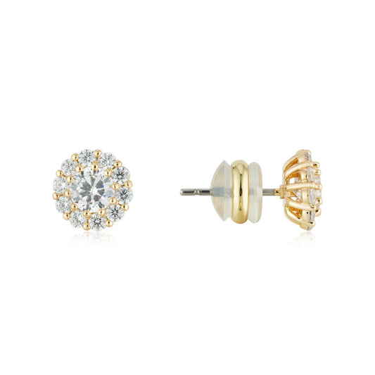 August Woods Gold Halo CZ Station Stud Earrings