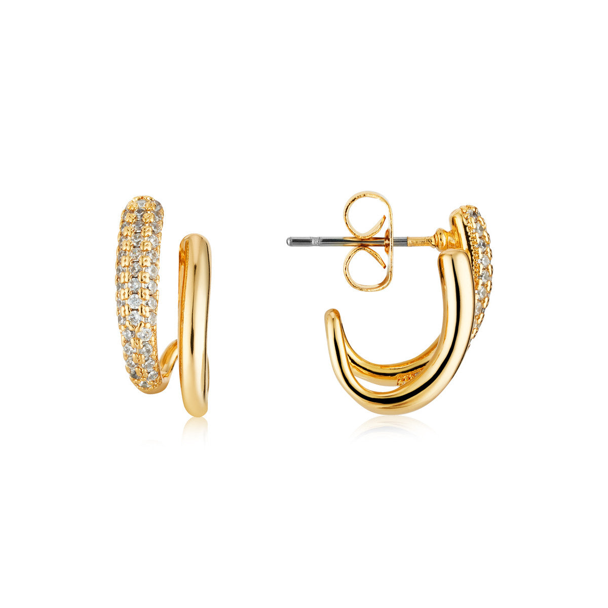August Woods Gold Pavé Crossover Hoop Earrings