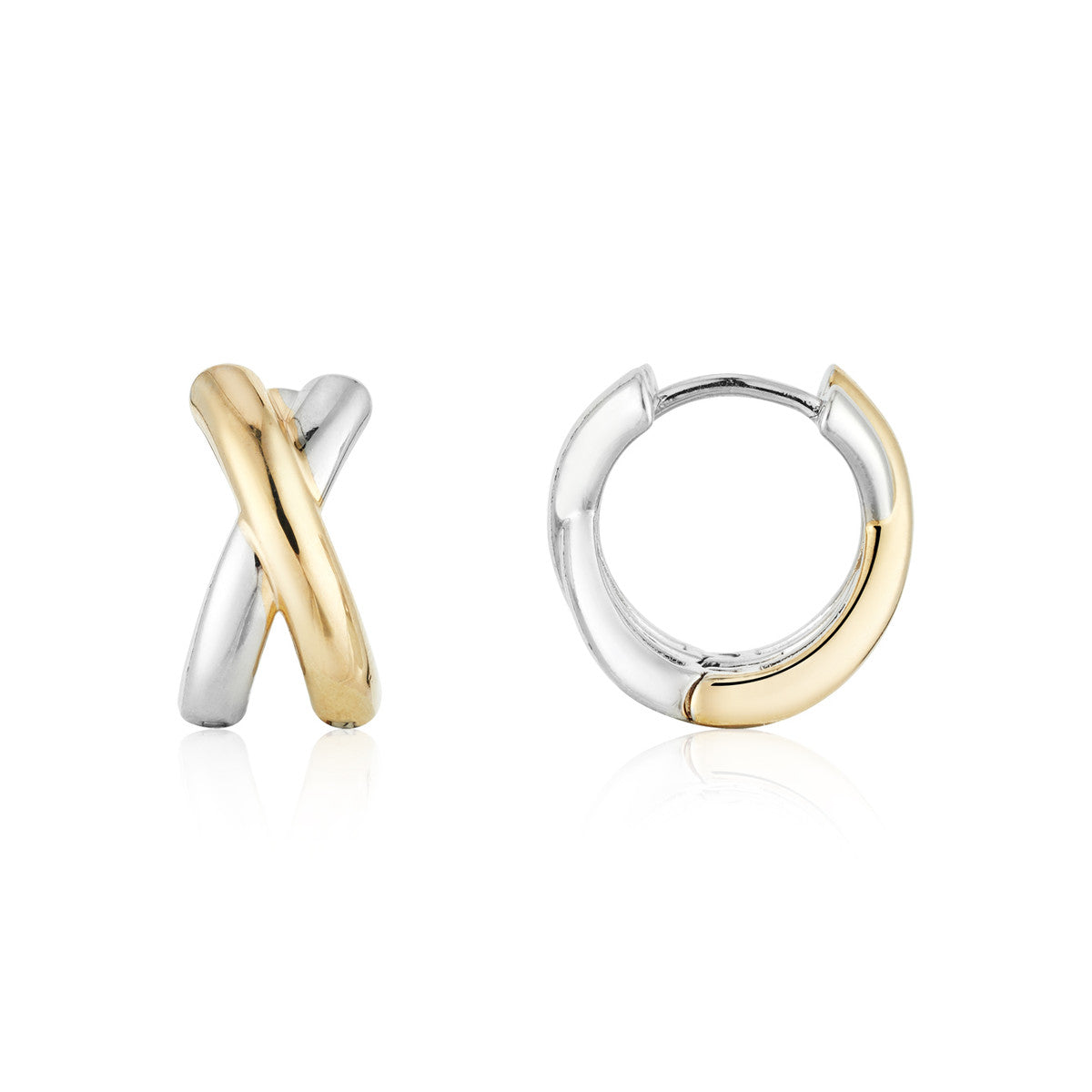 August Woods Two-Tone X Hoop Earrings