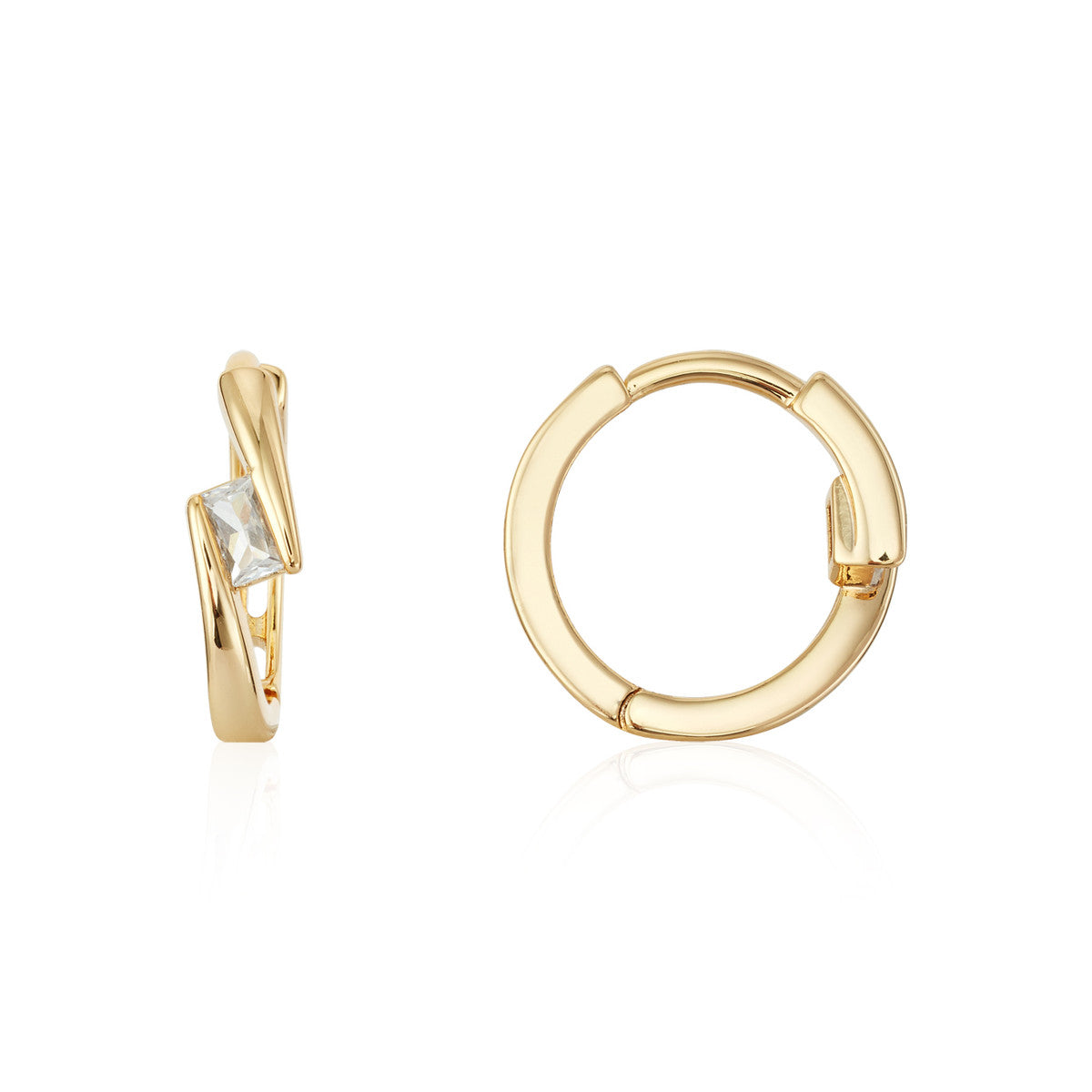 August Woods Gold Square CZ Wrap Hoop Earrings