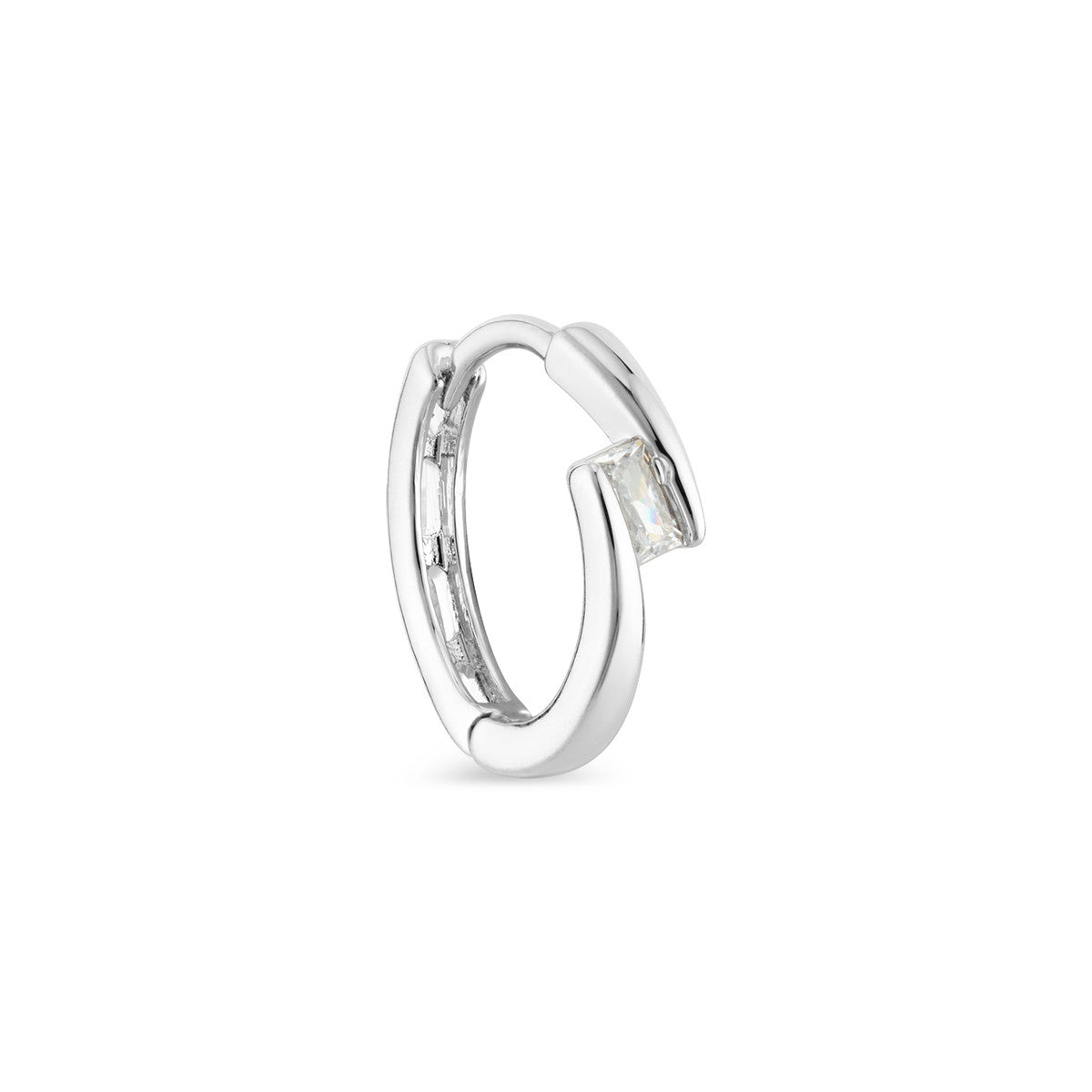 August Woods Silver Square CZ Wrap Hoop Earrings