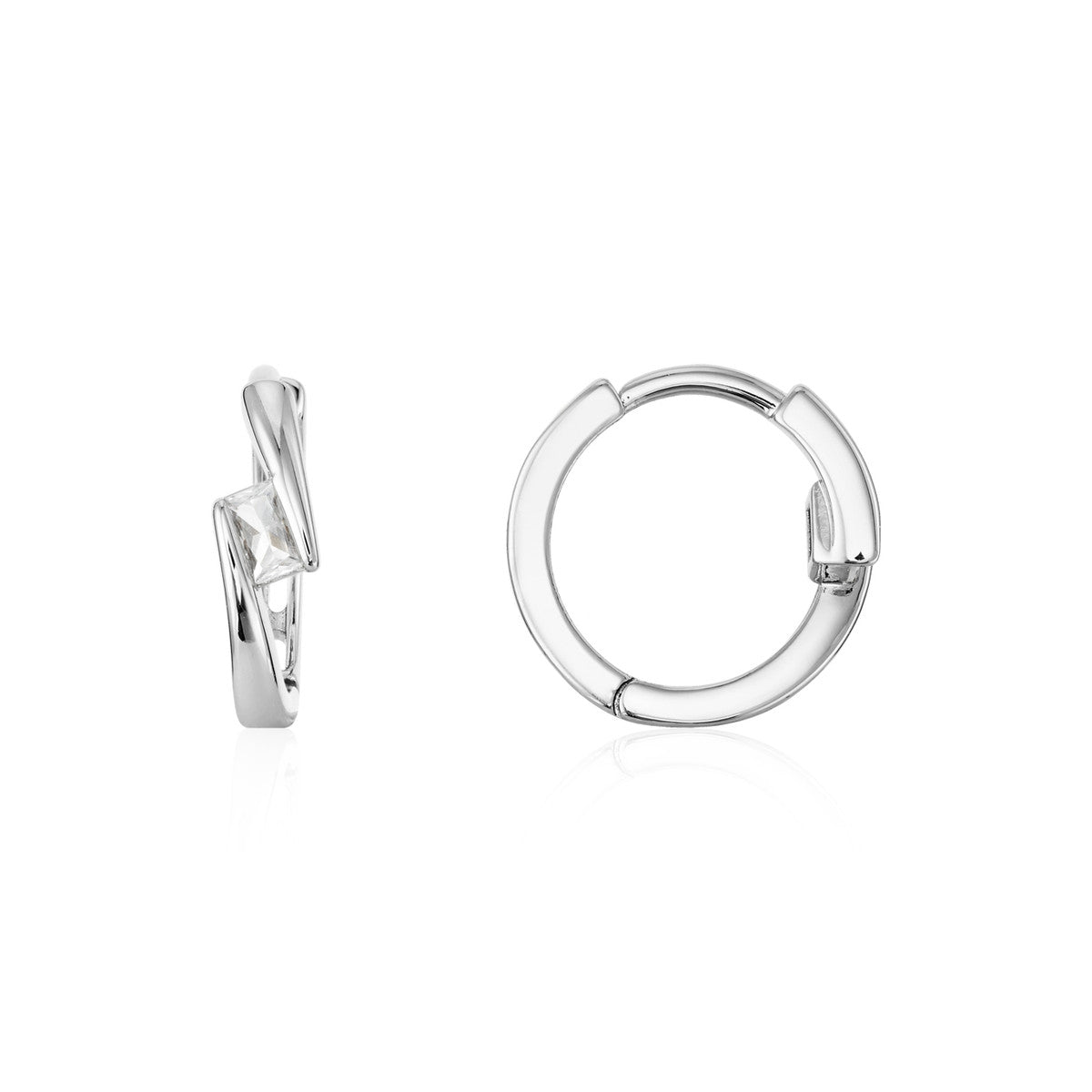 August Woods Silver Square CZ Wrap Hoop Earrings