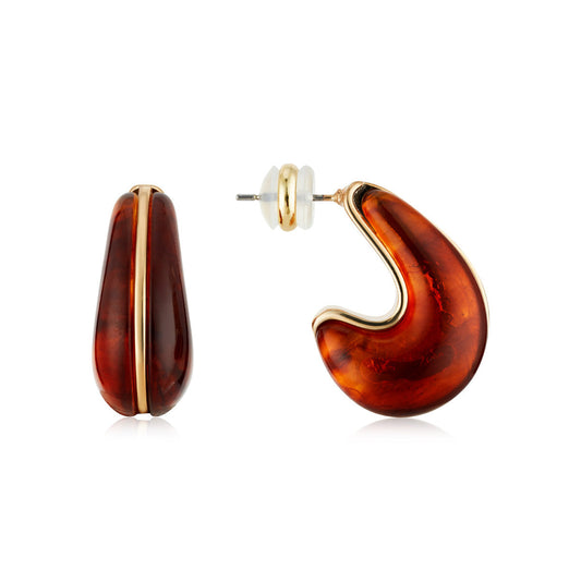 August Woods Gold Brown Resin Chubby Hoops