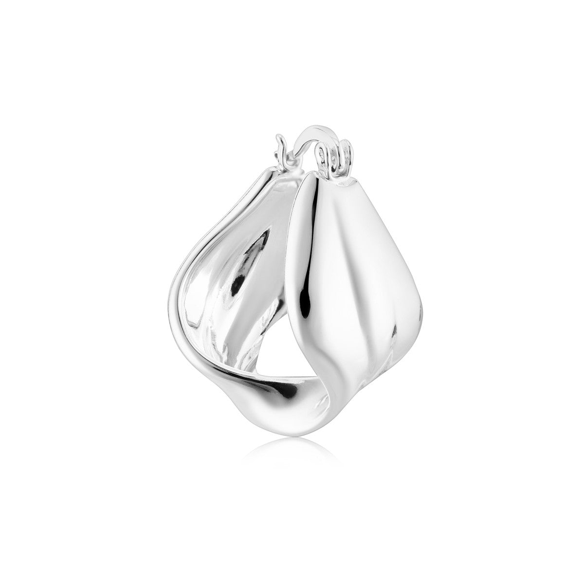 August Woods Silver Molten Curve Hoop Earrings