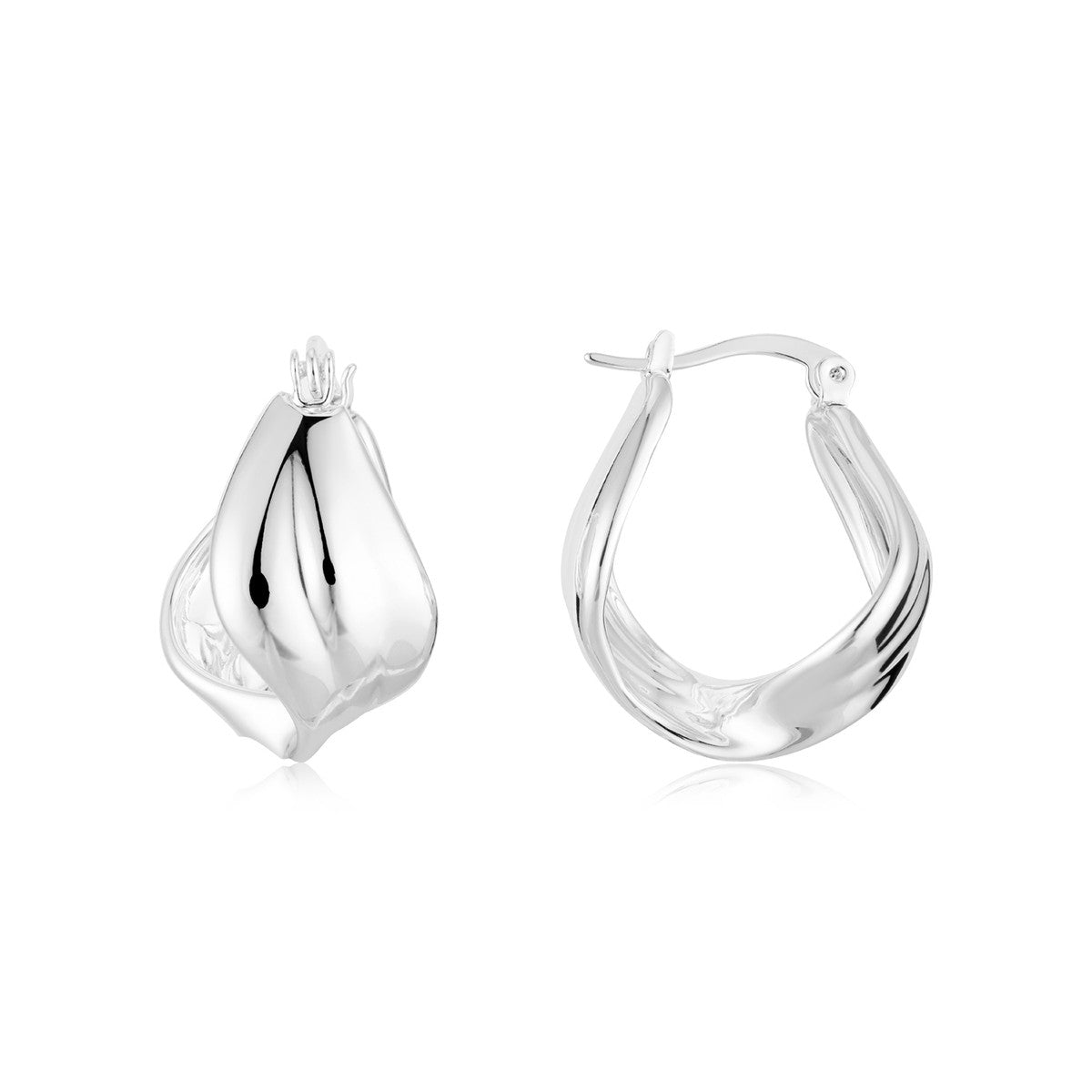 August Woods Silver Molten Curve Hoop Earrings