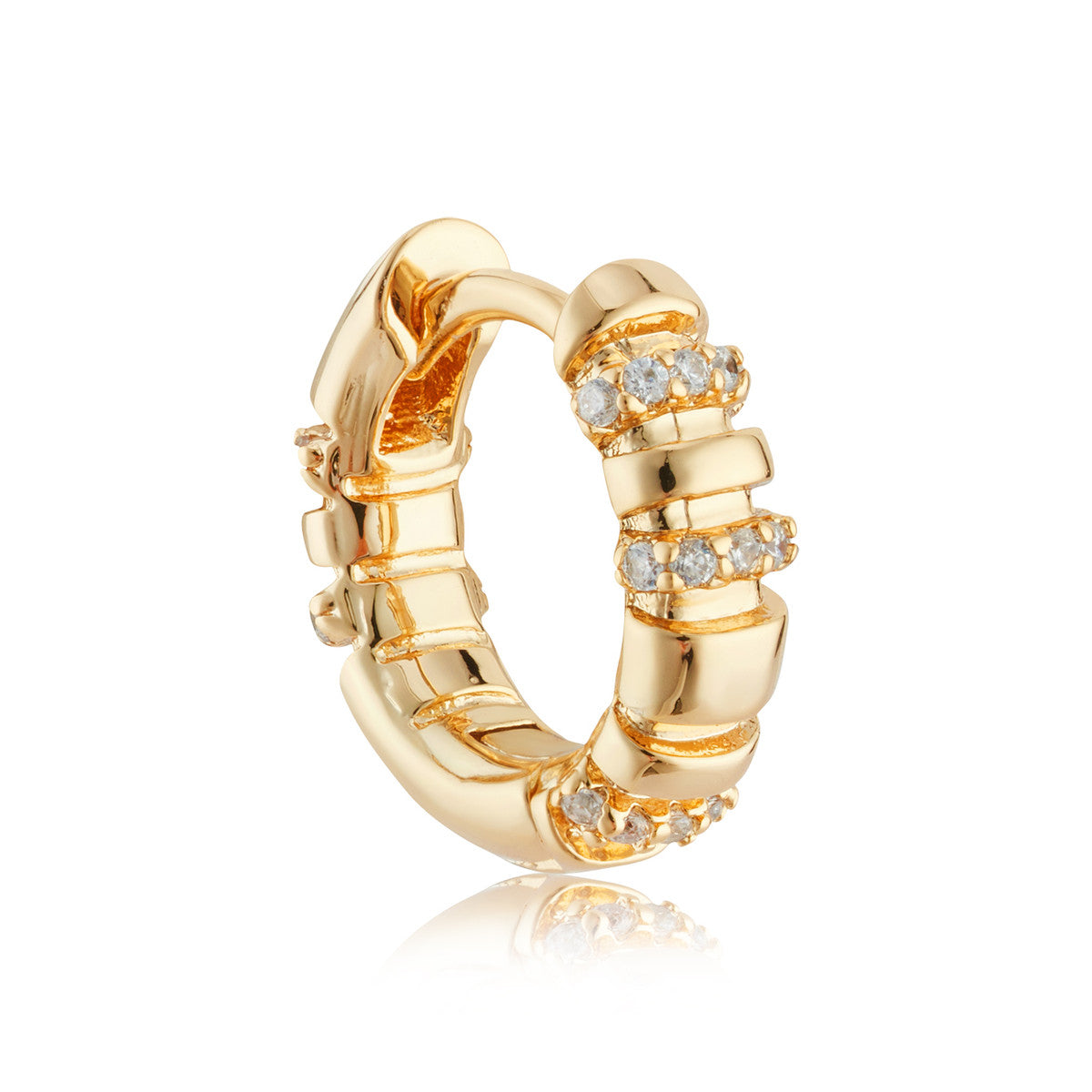 August Woods Gold Pavé Ridge Hoop Earrings