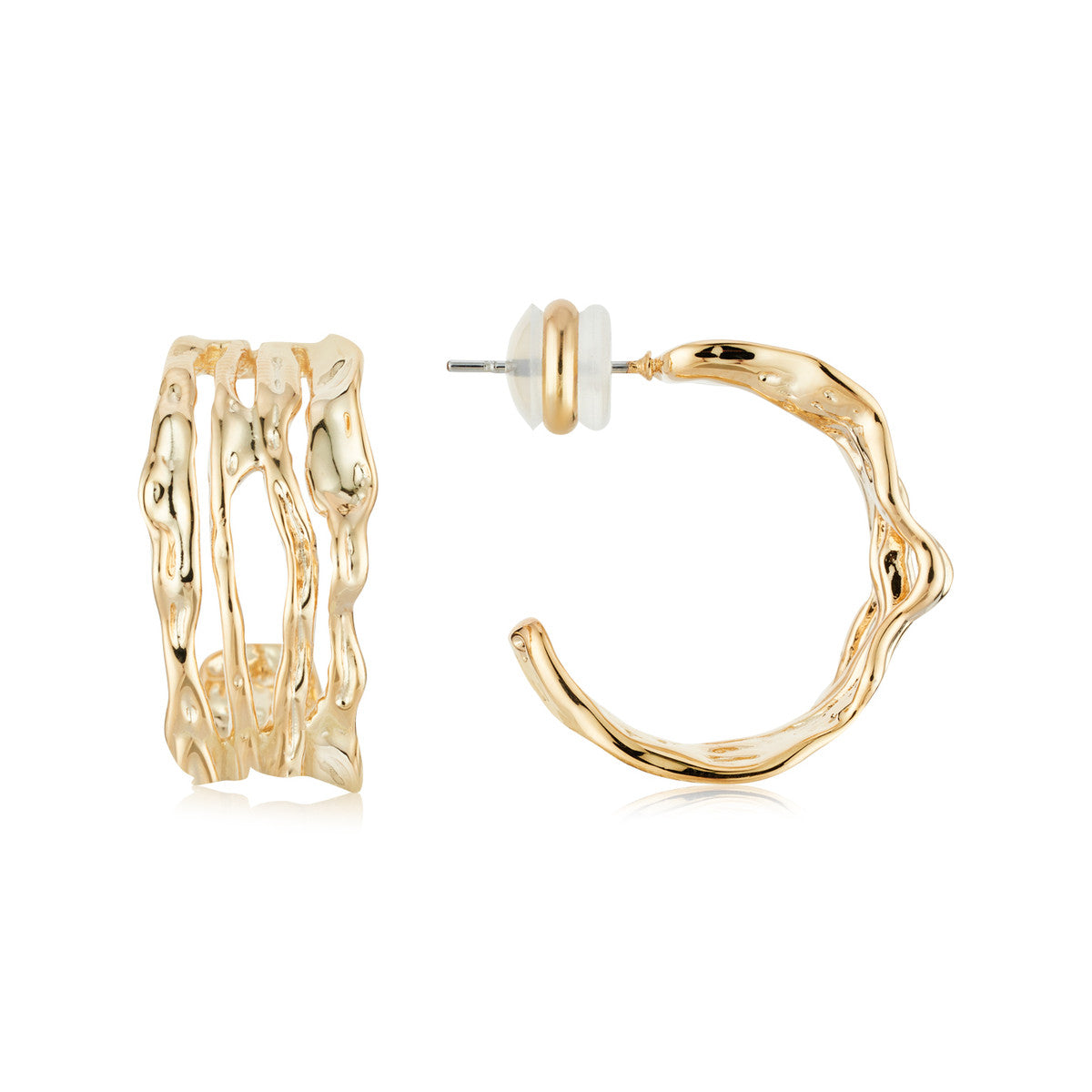 August Woods Gold Molten Layered Hoop Earrings