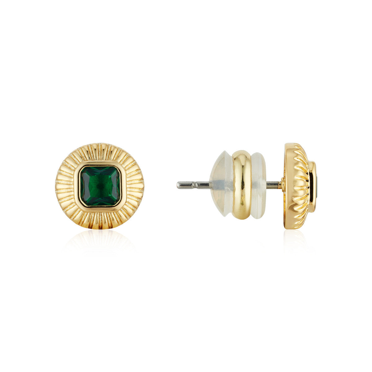 August Woods Gold Square Bezel Stud Earrings