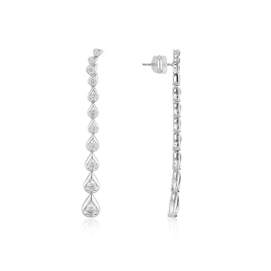 August Woods Silver Teardrop Sparkle Drop Earrings