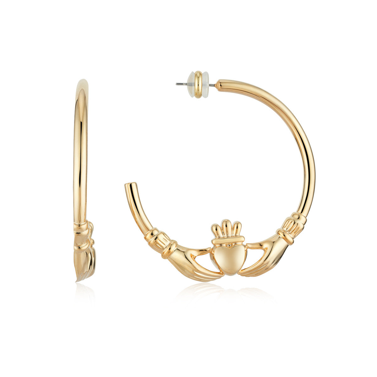 August Woods Gold XL 5cm Claddagh Hoops