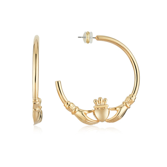 August Woods Gold XL 5cm Claddagh Hoops