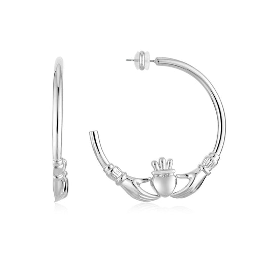 August Woods Silver XL 5cm Claddagh Hoops