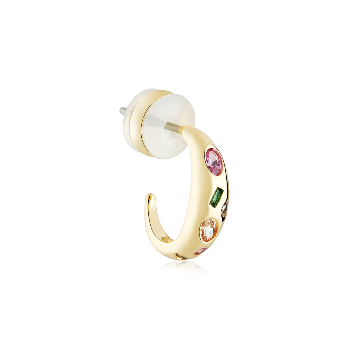 August Woods Gold Ruby Gemset CZ Dome Hoop Earrings