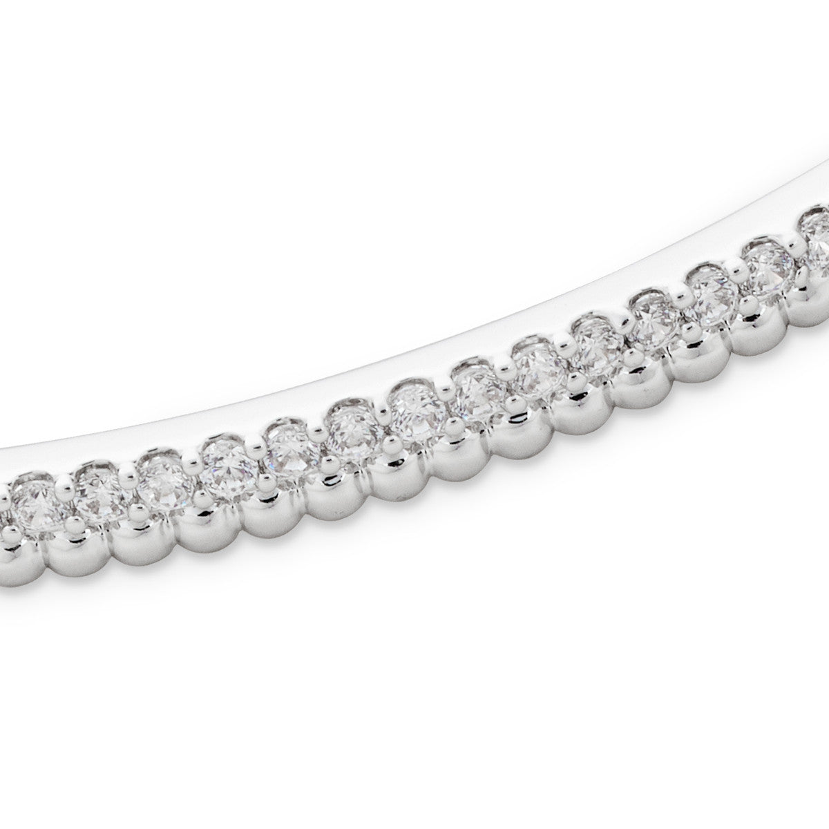 August Woods Silver Beaded Pavé Open Bangle
