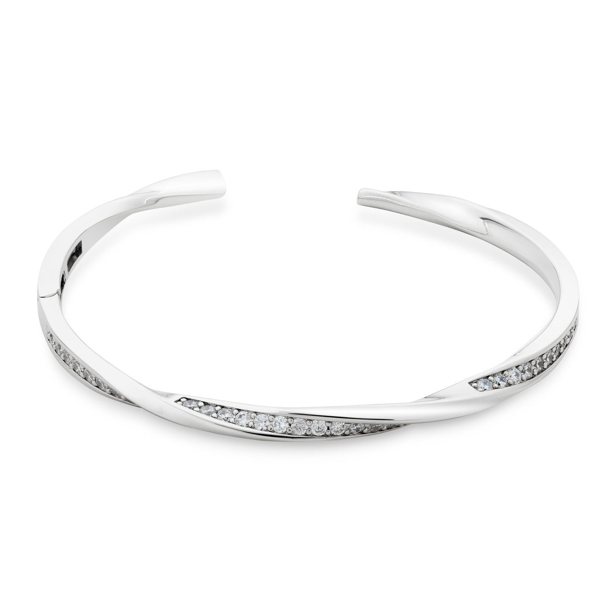 August Woods Silver Pavé CZ Twist Open Bangle