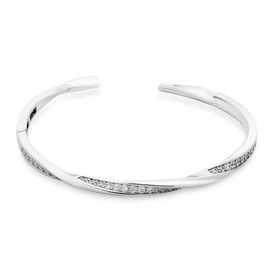 August Woods Silver Pavé CZ Twist Open Bangle