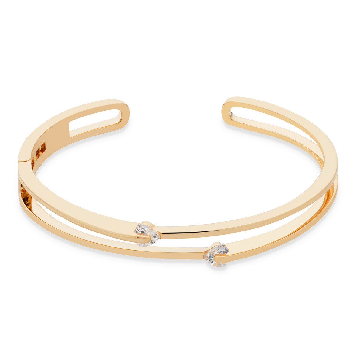 August Woods Gold Solitaire CZ Stacked Bangle