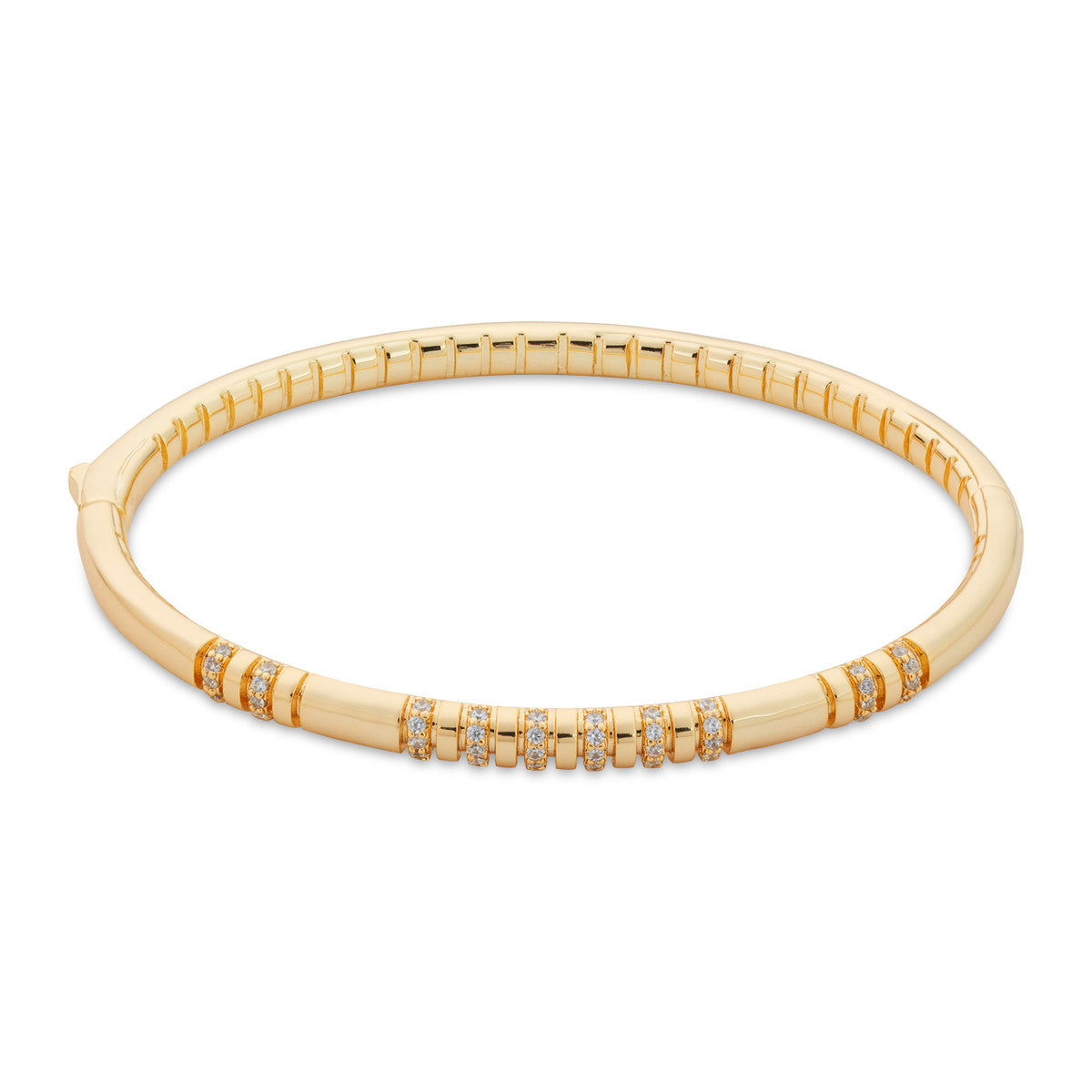 August Woods Gold Pavé CZ Ridge Box Clasp Bangle