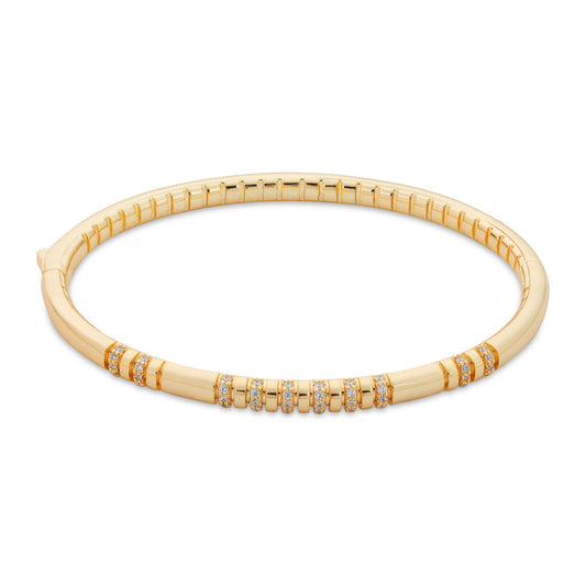 August Woods Gold Pavé CZ Ridge Box Clasp Bangle