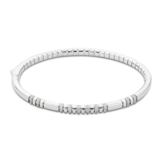 August Woods Silver Pavé CZ Ridge Box Clasp Bangle