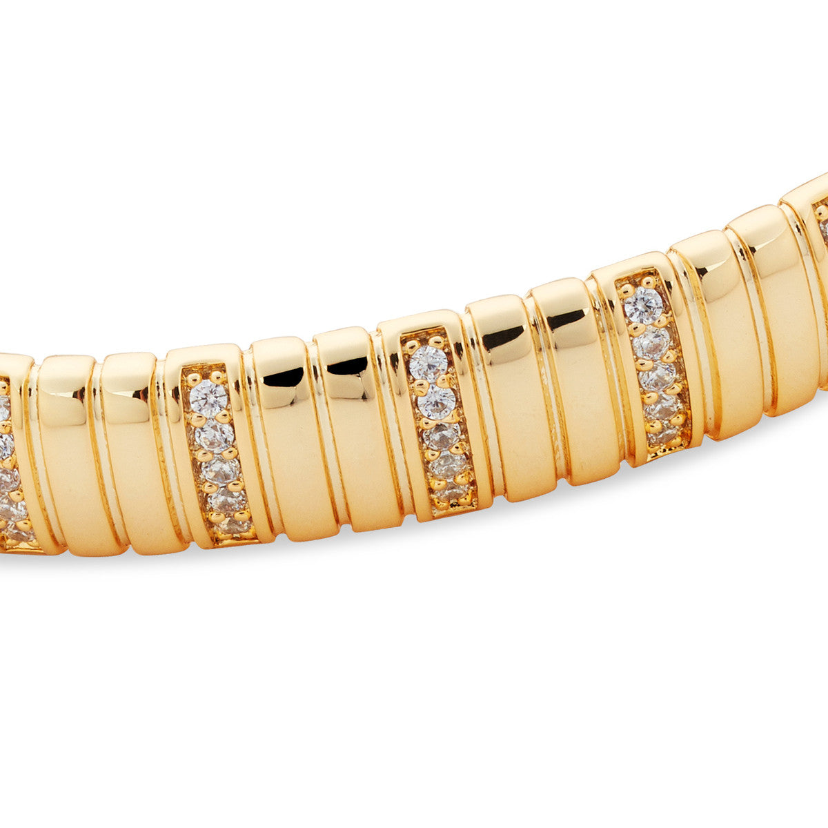 August Woods Gold Pavé CZ Ridge Open Bangle