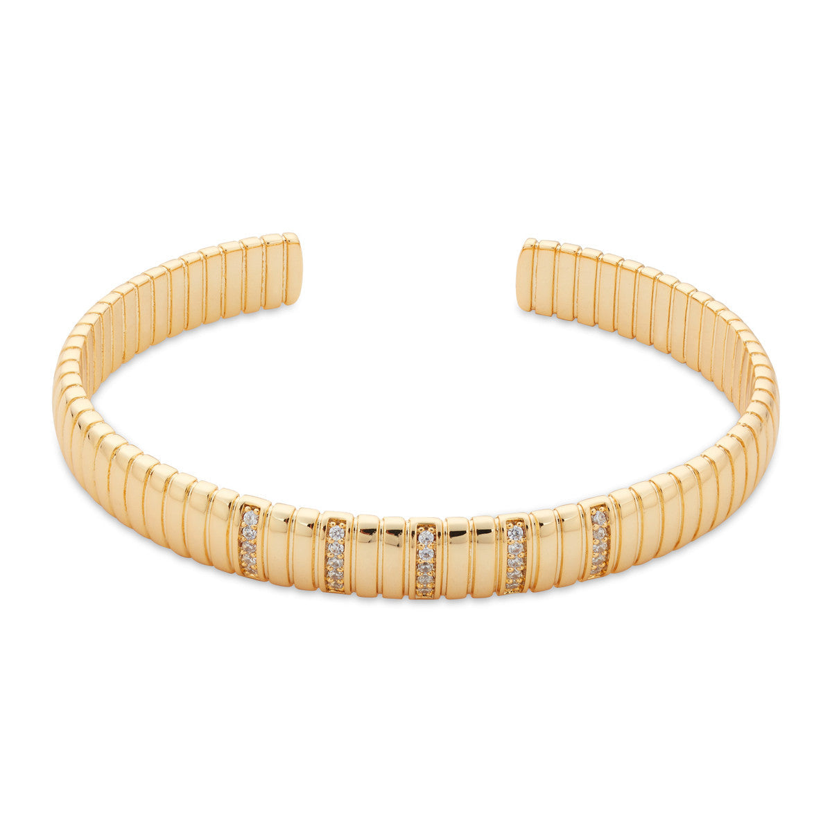 August Woods Gold Pavé CZ Ridge Open Bangle