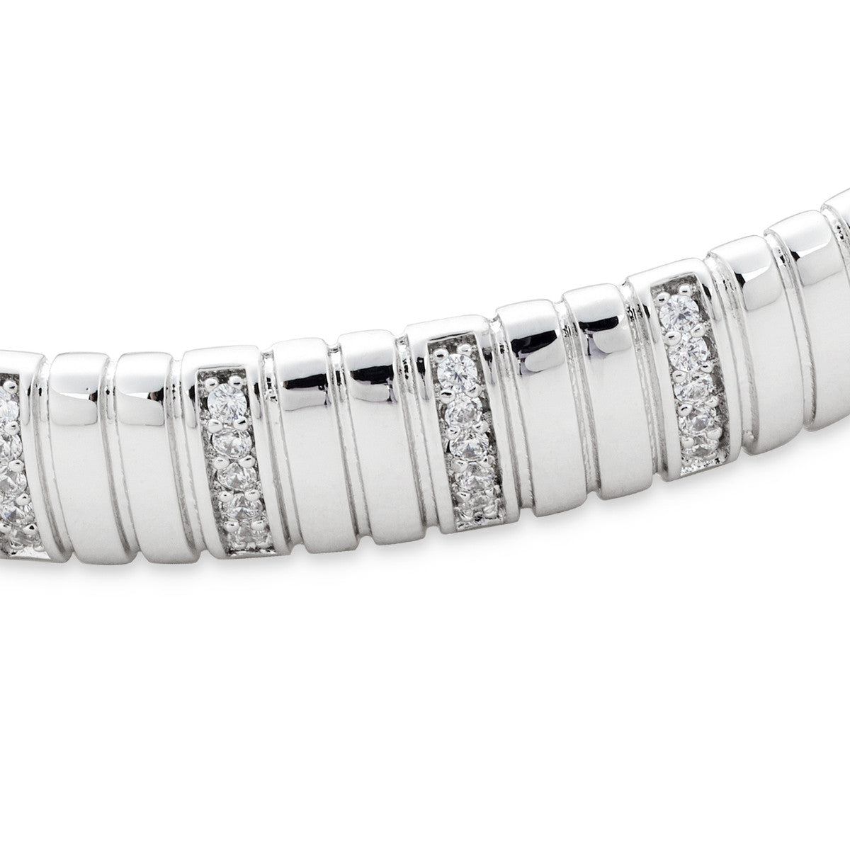 August Woods Silver Pavé CZ Ridge Open Bangle