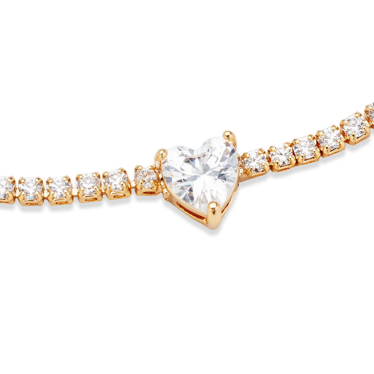 August Woods Gold Solitaire Heart Tennis Bracelet