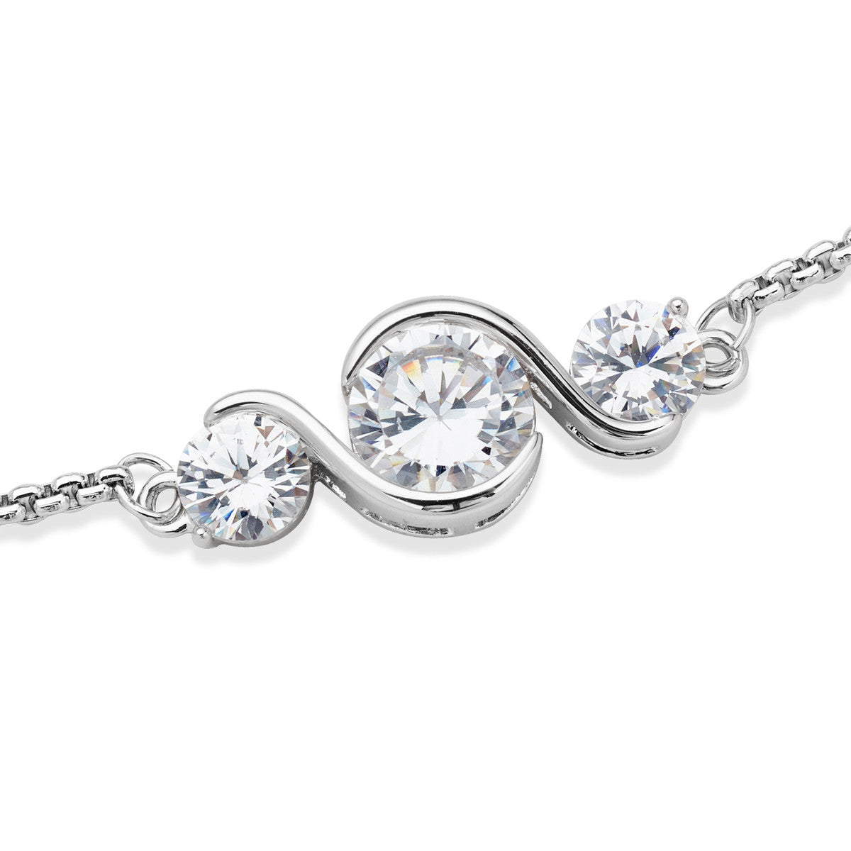 August Woods Silver Statement Three Solitaire Pull Bracelet
