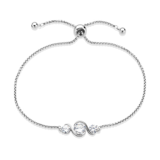 August Woods Silver Statement Three Solitaire Pull Bracelet