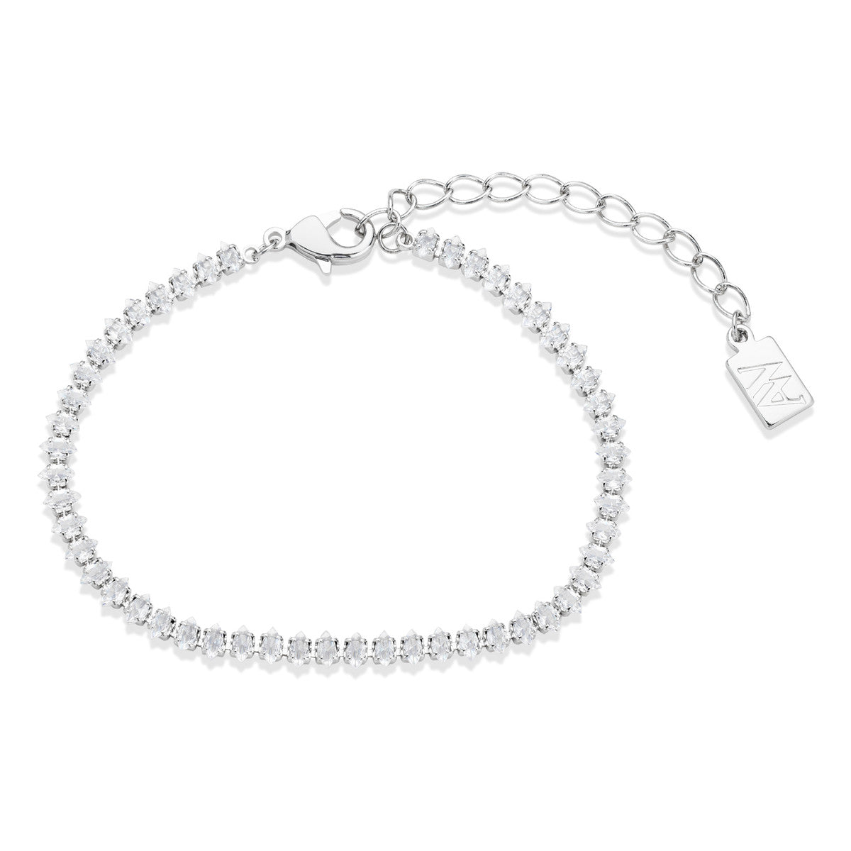 August Woods Silver Marquise Tennis Bracelet