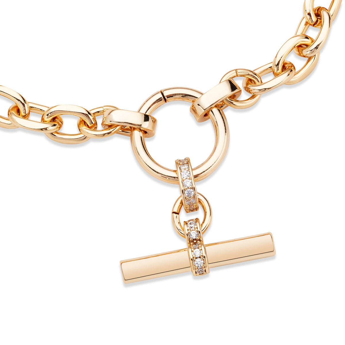 August Woods Gold Linked Chain T-Bar Bracelet