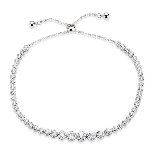 August Woods Silver Round CZ Tennis Bracelet