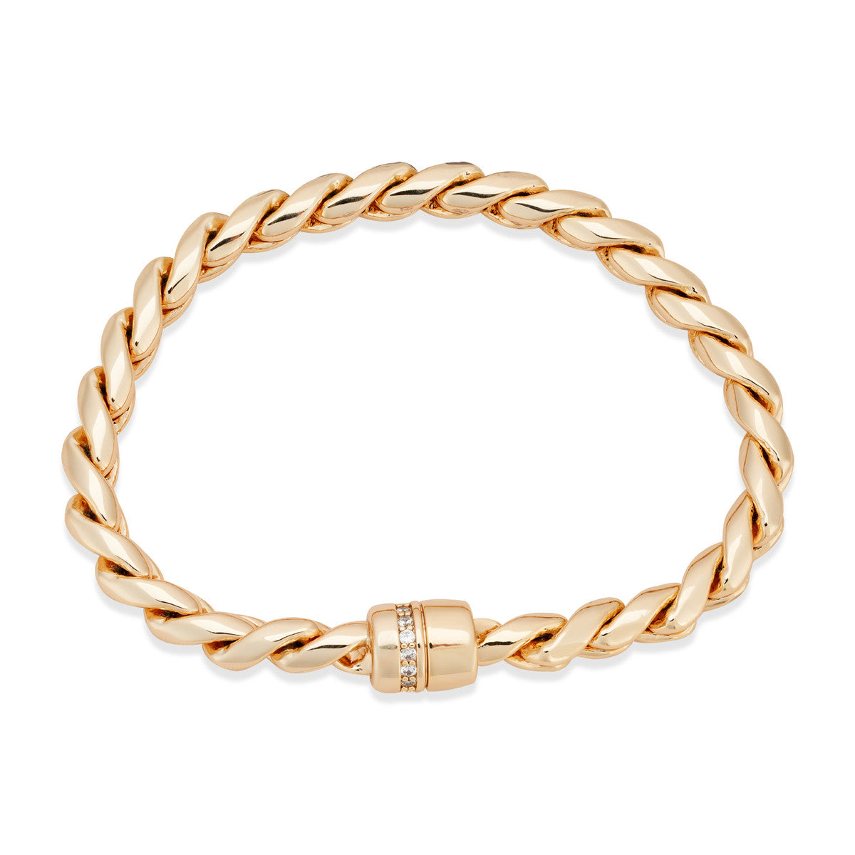 August Woods Gold Box Chain Cubic Zirconia Clasp Bracelet