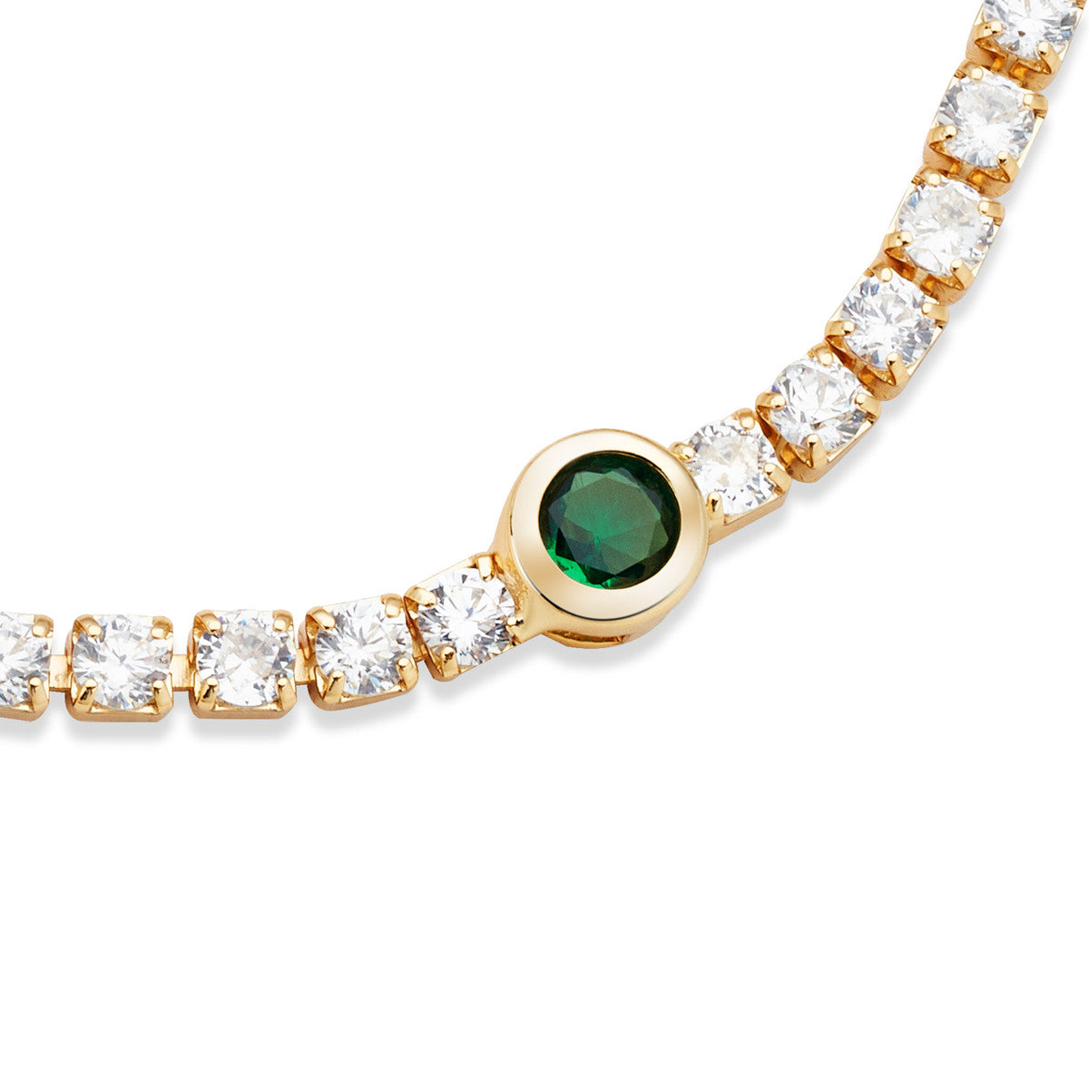 August Woods Gold Green Bezel Tennis Bracelet