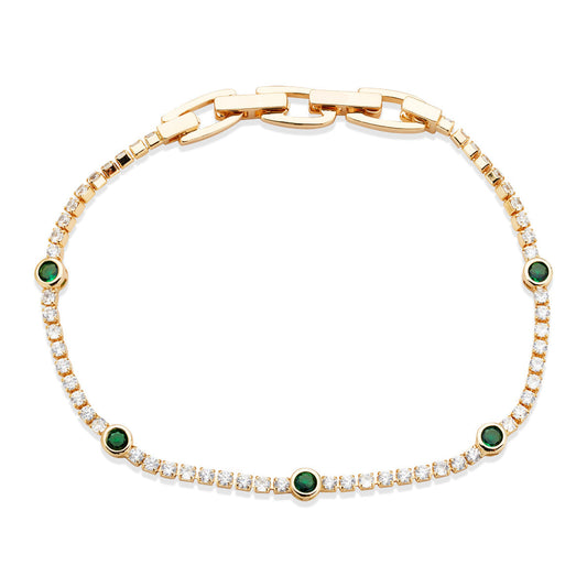 August Woods Gold Green Bezel Tennis Bracelet