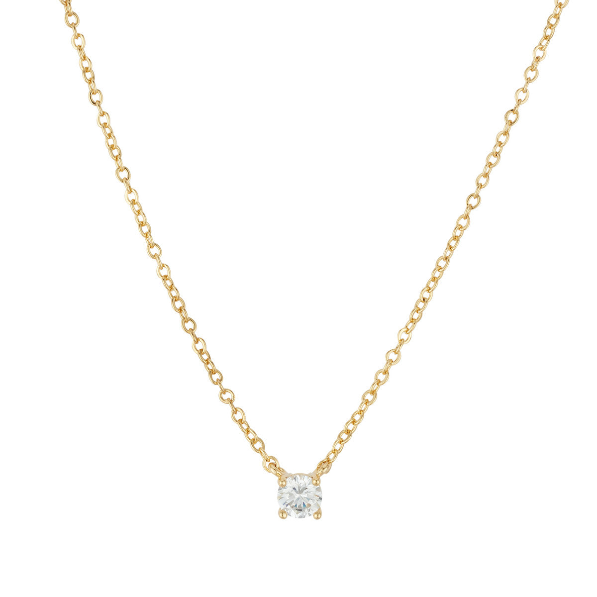 August Woods Gold Simple White CZ Necklace