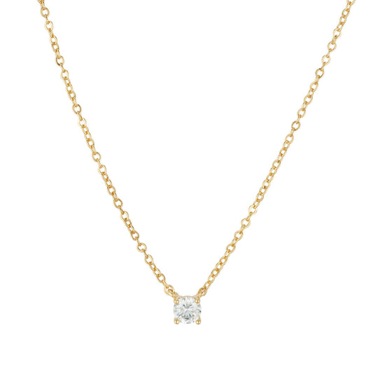 August Woods Gold Simple White CZ Necklace