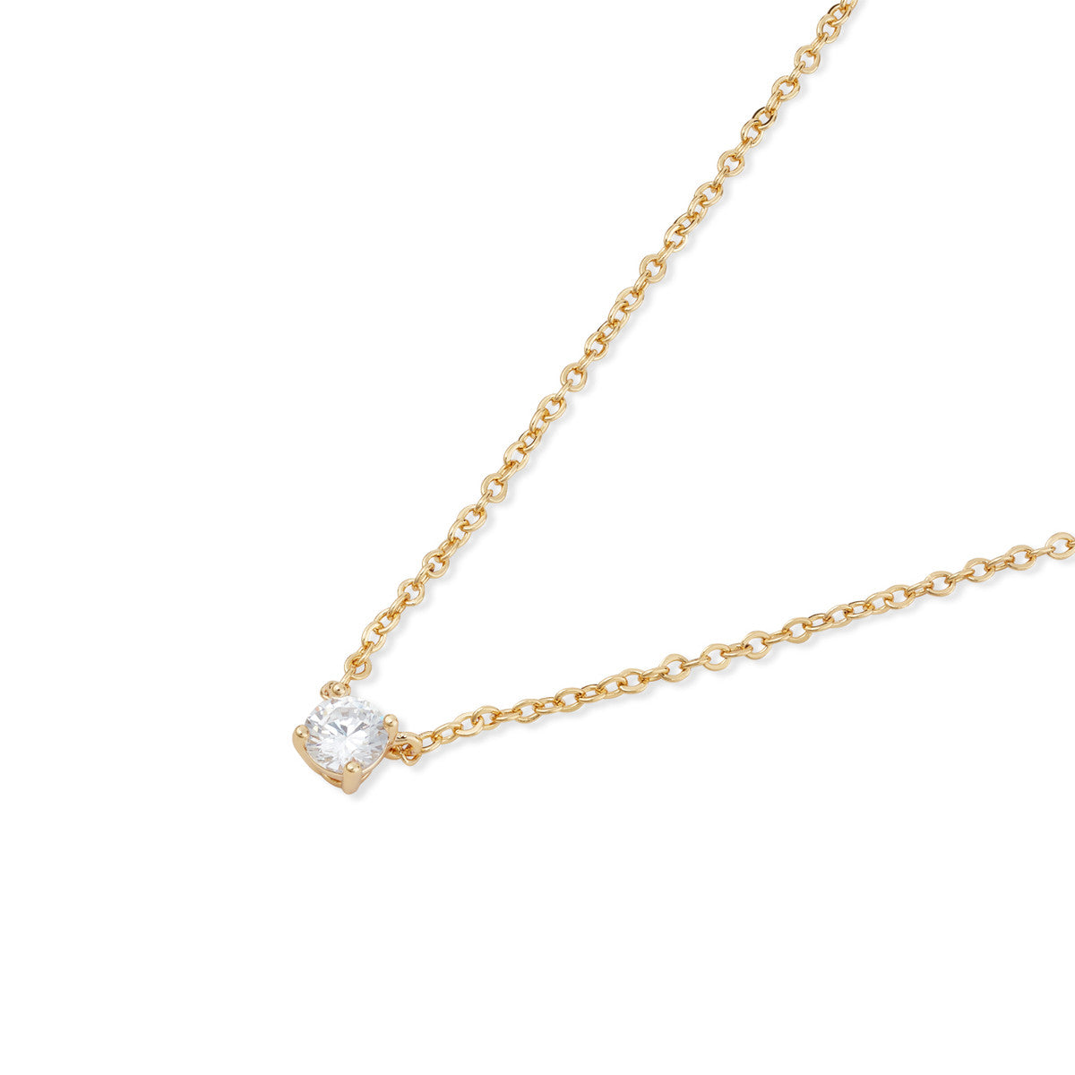 August Woods Gold Simple White CZ Necklace