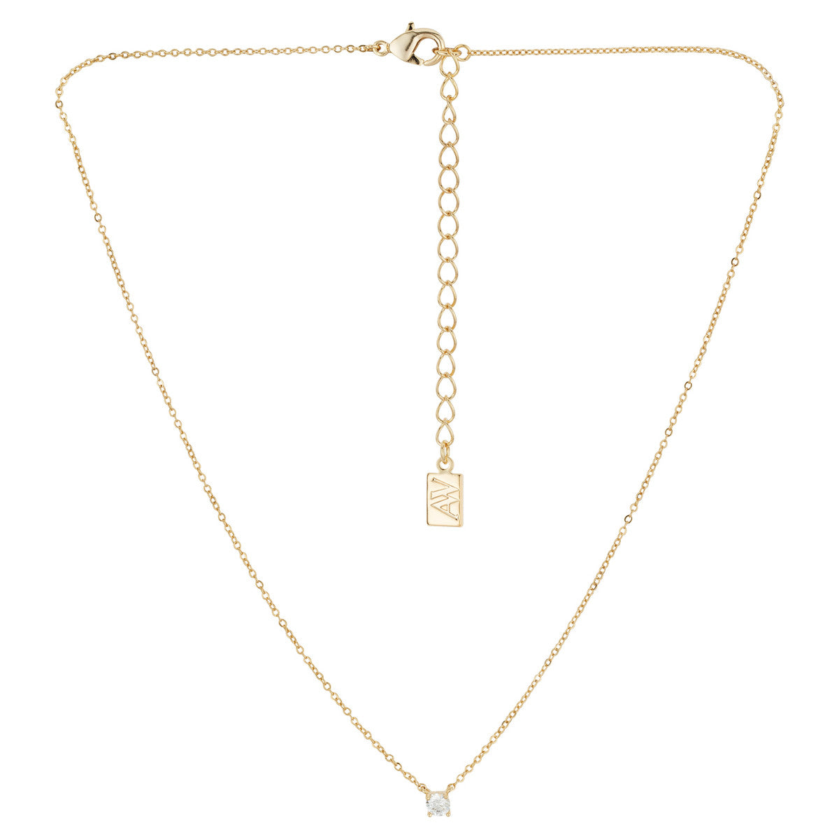 August Woods Gold Simple White CZ Necklace