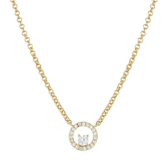 August Woods Gold Circle CZ Halo Necklace