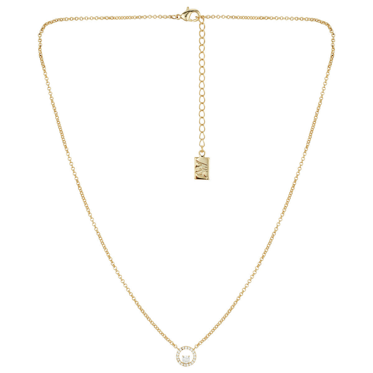August Woods Gold Circle CZ Halo Necklace