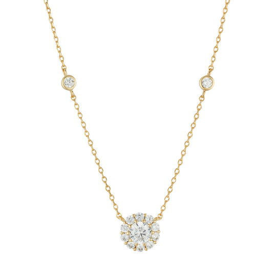 August Woods Gold Halo CZ Station Necklace